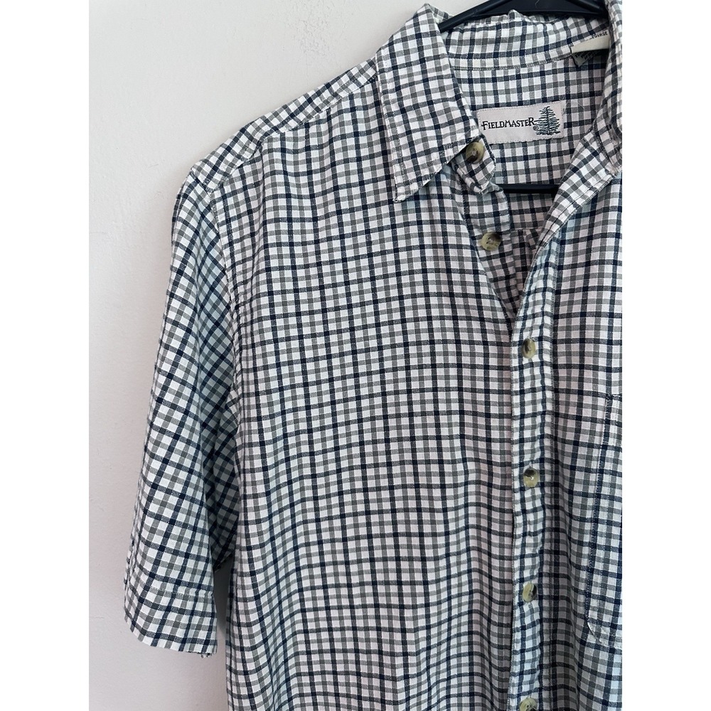 Fieldmaster SMALL 100% Cotton Lightweight Plaid Short Sleeve Button Front Shirt - Picture 6 of 13